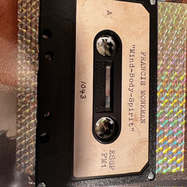 Image of Label Cover of Cassette - VG+/VG+ - FRANCIS MONKMAN, Mind-Body-Spirit (ESP; ESSP FM1, UK 1981, Stickered Plastic Cassette Case With Silver Holographic Sleeve, 40 Minutes of Synthesizer Music on One Side of a C90 tape), No 1043, - 3035118E