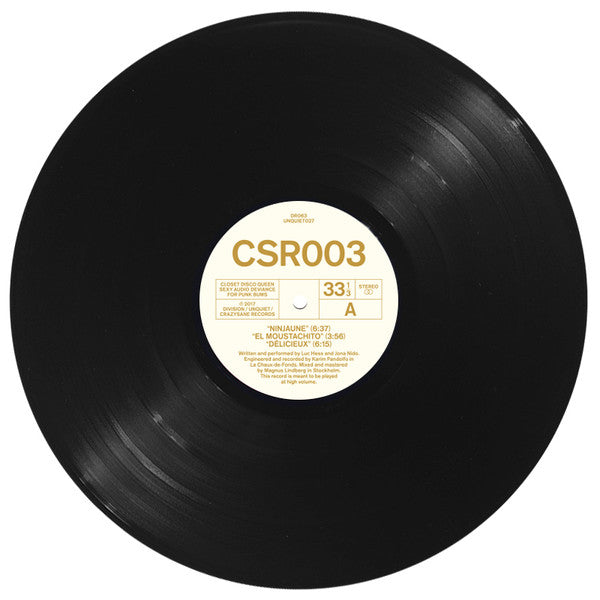 Image of Label Cover of 12" - VG+/VG+ - CLOSET DISCO QUEEN, Sexy Audio Deviance For Punk Bums (CRAZYSANE RECORDS; CSR003, Switzerland 2017, Single Sided, Etched, Numbered), , - 3145061S