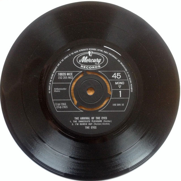 Image of Label Cover of 3125177E: 7" EP - THE EYES, The Arrival Of The Eyes (Mercury; 10035 MCE, UK 1966) No scratches. Vinyl has some minor streaky pressing marks that don't sound. Sleeve has one crease in top left and a little ringwear. Playback is perfect. VG/VG+