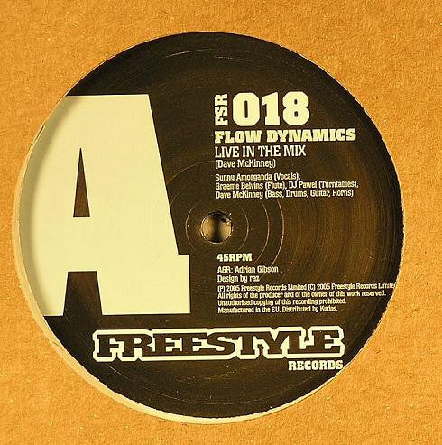 Image of Front Cover of 3115341C: 12" - FLOW DYNAMICS, Live In The Mix (Freestyle Records; FSR 018, UK 2005, Company Sleeve) Large title sticker from previous record shop on front of sleeve VG/VG