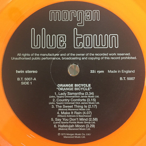 Image of Label Cover of 3245057S: LP - ORANGE BICYCLE, Orange Bicycle (Morgan Blue Town; B.T. 5007, UK 2010 Reissue, Orange Vinyl, NO Record Collector Certificate) VG+/VG+