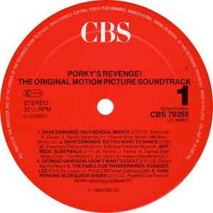 Image of Label Cover of LP - VG/VG+ - VARIOUS, Porky's Revenge! (CBS; CBS 70265, Europe 1985), Gold promo stamped sleeve., - 3215455C