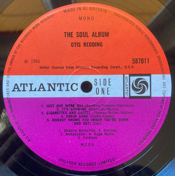 Image of Label Cover of LP - VG/G+ - OTIS REDDING, The Soul Album (Atlantic; 587011, UK 1966, Laminated Front Sleeve, Original UK Mono issue), , - 3226143E