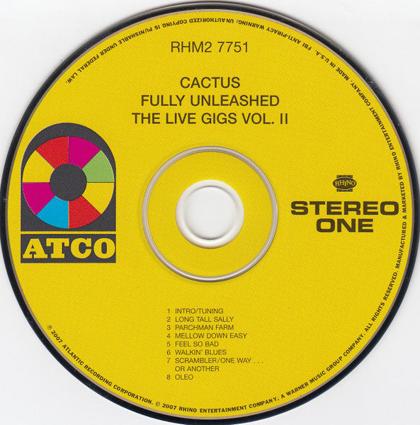 Image of Label Cover of 3335060E: CD - CACTUS, Fully Unleashed / The Live Gigs Vol. II (Rhino Handmade; RHM2 7751, US 2007) VG+/VG