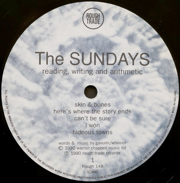 Image of Label Cover of LP - EX/EX - THE SUNDAYS, Reading, Writing And Arithmetic (Rough Trade; Rough 148, UK 1990, Black Inner, MPO Pressing), Lovely Copy, - 2526183E