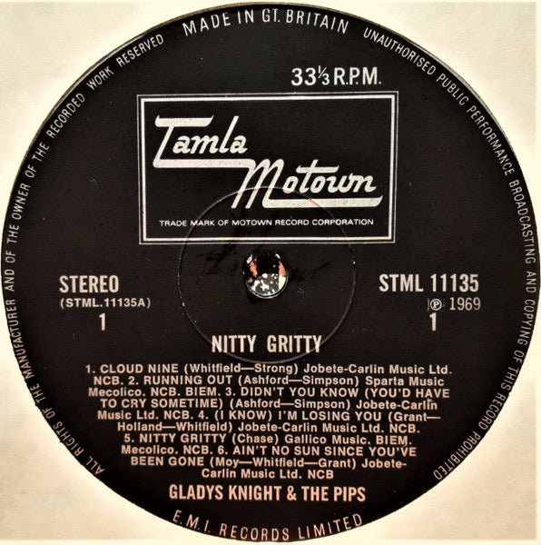 Image of Label Cover of LP - VG/G - GLADYS KNIGHT & THE PIPS, Nitty Gritty (Tamla Motown; STML 11135, UK 1970, Laminated Flipback Sleeve), Lots of light marks to disc., - 1716403C