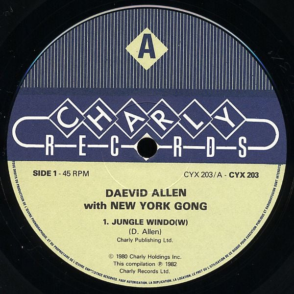 Image of Label Cover of 10" - VG/VG+ - DAEVID ALLEN WITH NEW YORK GONG, Jungle Windo(w) (Charly Records; CYX 203, Europe 1982, feat Bill Laswell and other mebers of Material), cover wear and foxing, - 3345294S