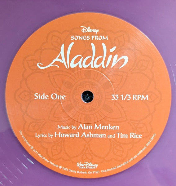 Image of Label Cover of LP - NEW/NEW - VARIOUS, Songs From Aladdin (Walt Disney Records; D004138101, US 2023 Reissue, Gatefold, Inner, Violet Vinyl), , - 3216017C