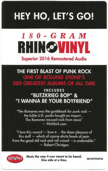 Image of Label Cover of LP - NEW/NEW - RAMONES, Ramones (Sire; RR1 6020, Europe 2018 Reissue, Insert), , - 6036100E