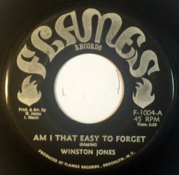 Image of Front Cover of 3455058S: 7" - WINSTON JONES, Am I That Easy To Forget / Looking For A Home (Flames Records; F-1004, US 1980s) /VG+