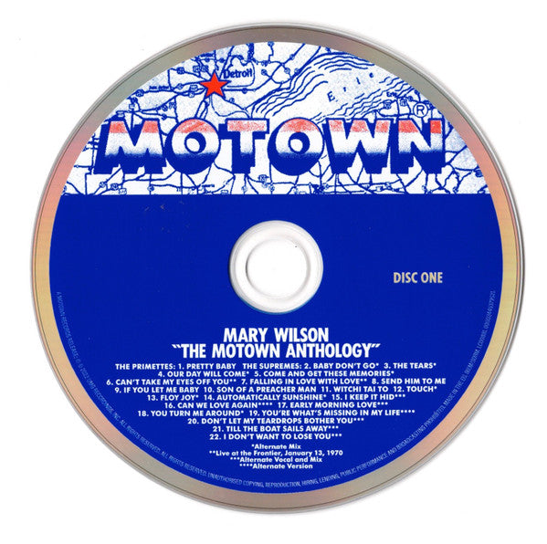 Image of Label Cover of 2xCD - VG+/VG+ - MARY WILSON, The Motown Anthology (Motown; 00602445379514, Europe 2022), , - 3555211S