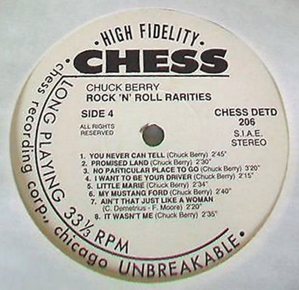 Image of Label Cover of 2xLP - VG/VG - CHUCK BERRY, Rock & Roll Rarities (Chess; DETD 206, Italy 1987, Gatefold), Strong VG Throughout, - 3515240C
