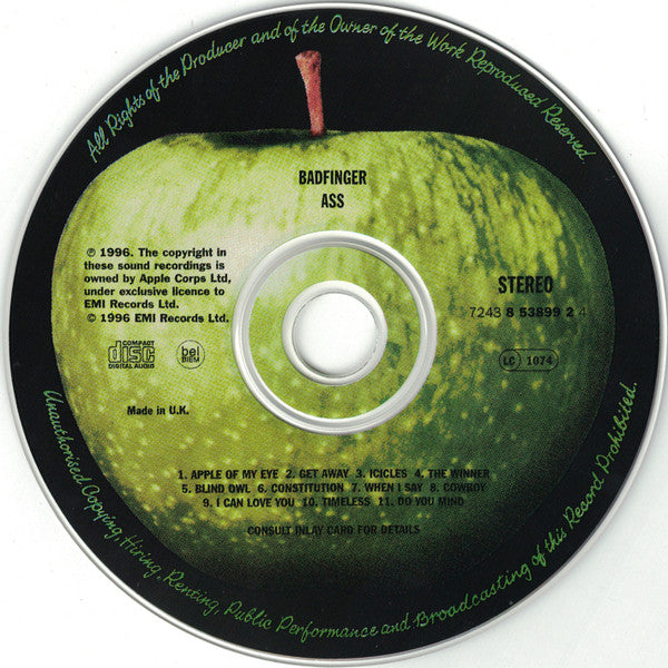Image of Label Cover of 3655027S: CD - BADFINGER, Ass (Apple Records; 7243 8 53899 2 4, UK 1996) VG+/VG+