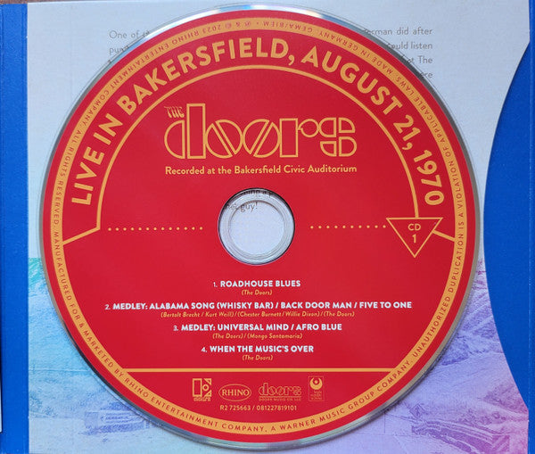 Image of Label Cover of 3655123S: 2xCD - THE DOORS, Live In Bakersfield, August 21, 1970 (Elektra; 081227819101, Worldwide 2023) VG+/VG+