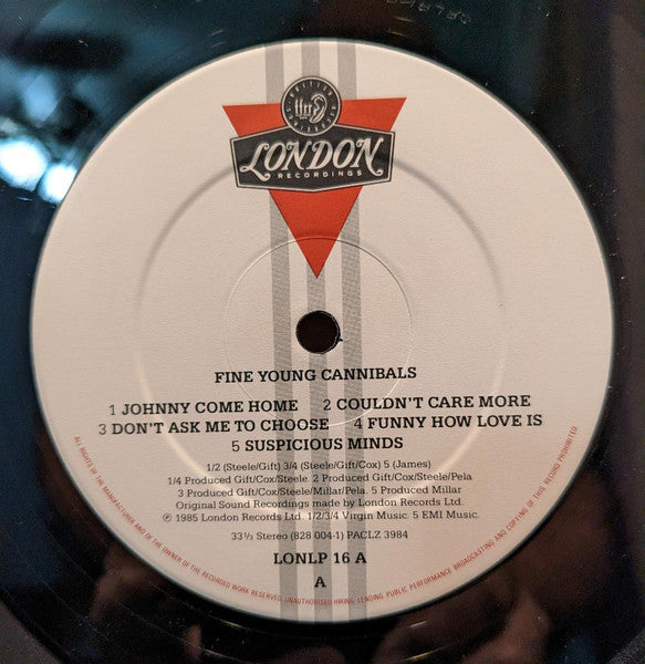 Image of Label Cover of LP - VG/VG - FINE YOUNG CANNIBALS, Fine Young Cannibals (London Records; LONLP 16, UK 1985, Inner, Orlake LTD Pressing), , - 4226017E