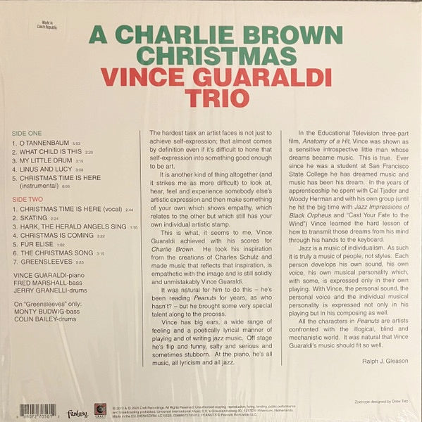 Image of Back Cover of 3955154S: LP - VINCE GUARALDI TRIO, A Charlie Brown Christmas (Craft Recordings; 7270501, UK 2025 Reissue, Limited Edition Zoetrope Picture Disc) NEW/NEW