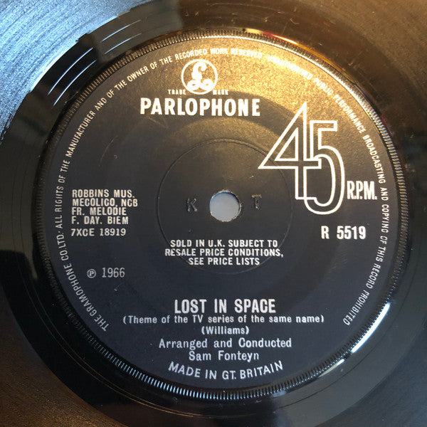 Image of Back Cover of 7" - VG/EX - BERNARD SHARPE, Jorrocks / Lost In Space (Parlophone ; R 5519, UK 1966, Company Sleeve), Split Seam, - 3725098E