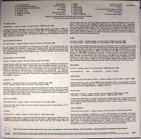 Image of Back Cover of LP - VG+/EX - VARIOUS, Broken Dreams : Hopes And Glories Of British Rock 1963 - 1969 Vol. 2 (Line/Outline; OLLP 5316 AS, Germany 1983, Company Inner), , - 3026124E