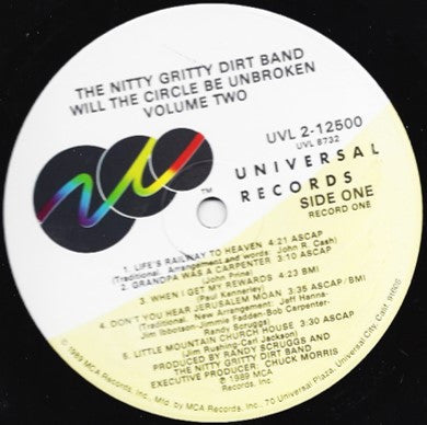 Image of Label Cover of 2xLP - VG/VG+ - NITTY GRITTY DIRT BAND, Will The Circle Be Unbroken (Volume Two) (Universal Records; UVL2-12500, US 1989), Corner Crease, - 3845089S