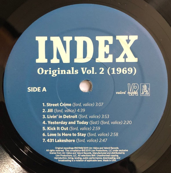 Image of Label Cover of 3815316C: LP - INDEX, Originals Vol. 2 (1969) (Lion Productions; Lion LP-177, US 2019, Insert) Still In Stickered Shrinkwrap EX/EX