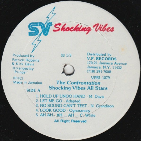 Image of Label Cover of LP - VG+/EX - VARIOUS ARTISTS, The Confrontation Vol. 1 (Shocking Vibes; VPRL 1079, US 1989), , - 3815400C