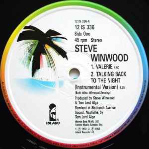 Image of Label Cover of 3915392C: 12" - STEVE WINWOOD, Valerie (Island Records; 12 IS 336, UK 1987, Picture Sleeve) VG/VG+