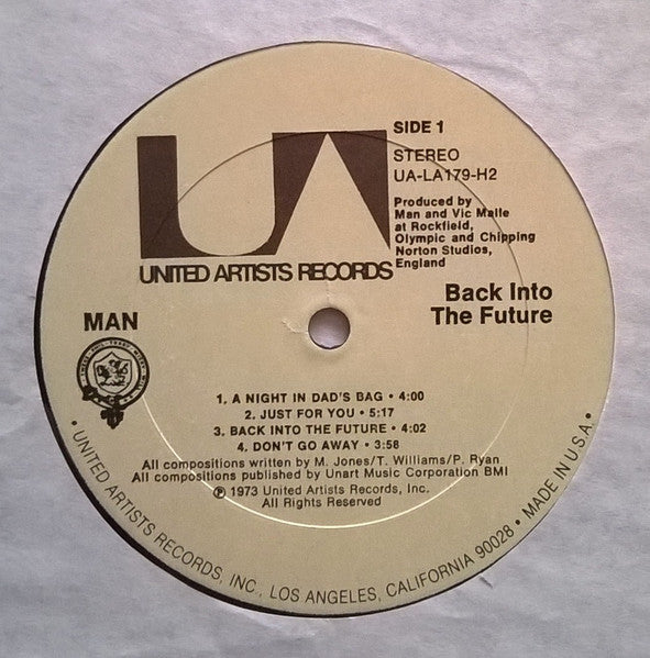 Image of Label Cover of 2xLP - VG/G+ - MAN, Back Into The Future (United Artists Records; UA-LA179-H2, US 1973, Gatefold), Light mottling, - 3915346C
