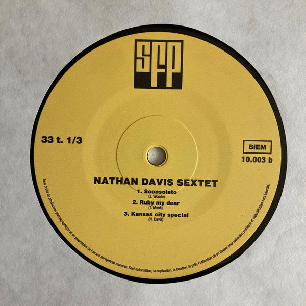Image of Label Cover of LP - VG/VG+ - THE NATHAN DAVIS SEXTET, Peace Treaty (Sam Records; SR17/1, France 2020 Reissue, Flipback Sleeve, Company Inner, Remastered), Light wear to sleeve. , - 3945232S