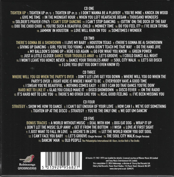 Image of Back Cover of 3955168S: CD - ARCHIE BELL & THE DRELLS, The Albums 1968-1979 (Robinsongs; QROBIN5BX68, UK 2024) Media is unplayed VG+/EX