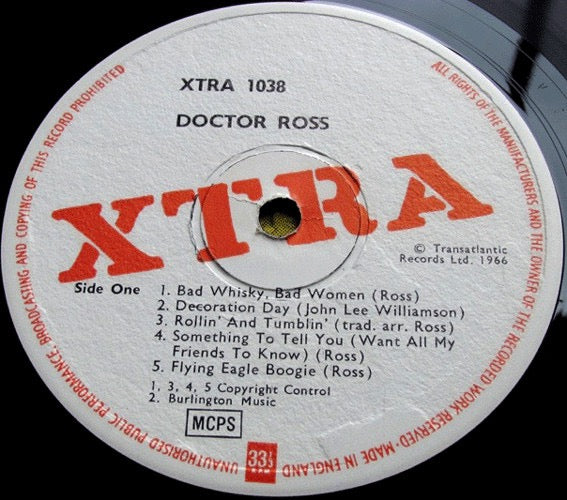 Image of Label Cover of LP - VG/G+ - DOCTOR ROSS, Doctor Ross (XTRA; XTRA 1038, UK 1966, Laminated Front Sleeve), Light Marks only., - 3915449C