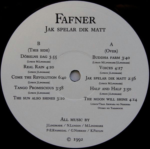 Image of Label Cover of LP - VG+/EX - FAFNER, Jak Spelar Dik Matt (Colours; COSLP 009, Norway 1992, Booklet), Corner Bumps, - 3925461E