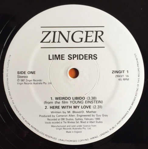 Image of Label Cover of Mini-LP - VG/VG+ - THE LIME SPIDERS, Weirdo Libido (Zinger Records; ZINGIT 1, UK 1987, With Press Release & Photo), , - 4015065C