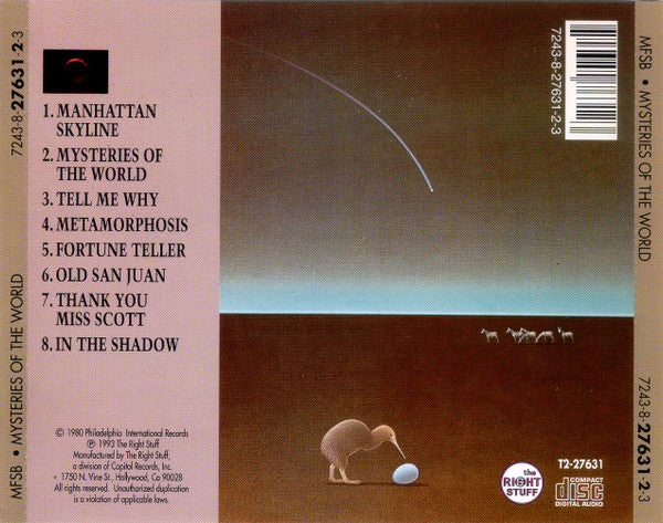 Image of Back Cover of 4055044S: CD - MFSB, Mysteries Of The World (The Right Stuff; T2-27631, US 1993) VG+/VG+