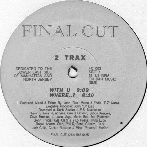 Image of Back Cover of 12" EP - /VG+ - 2 TRAX, Track It (Final Cut; FC 003, US 1992, Plain Sleeve), , - 1646235S