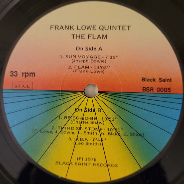 Image of Label Cover of 4025136E: LP - FRANK LOWE, The Flam (Black Saint; BSR 0005, Italy ) VG/VG+