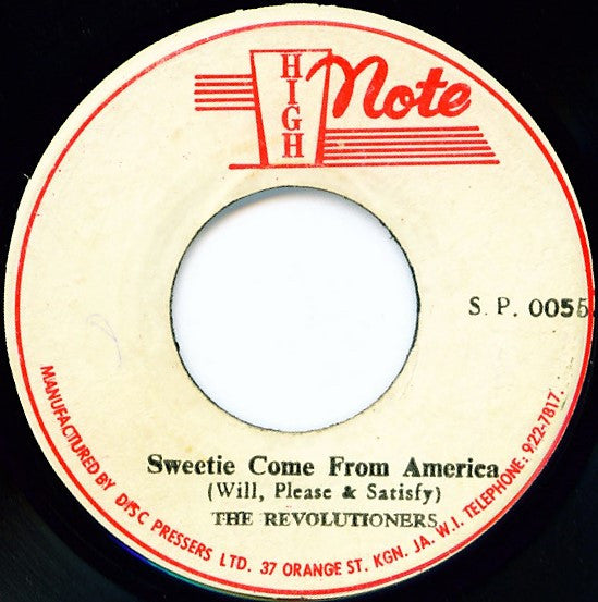 Image of Front Cover of 7" - /G+ - WELL PLEASED AND SATISFIED / THE REVOLUTIONARIES, Sweetie Come From America (High Note; S.P.0055, Jamaica 1970s), Lots of marks and scuffs, plays like a VG, light crackle more noticeable on side B., - 4115289C