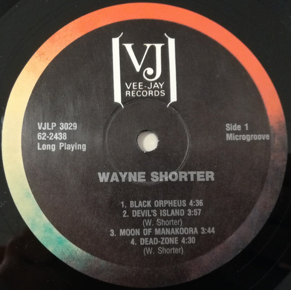 Image of Label Cover of LP - G+/VG - WAYNE SHORTER, Wayning Moments (Vee Jay Records; LP3029, US 1960s Reissue, Pasteback Sleeve, Mono; Misprint), Disc has light wear and scuffs. Sleeve worn and discoloured; damage along spine and tape at top and bottom edge (splits and stapled holes underneath), - 4215390C
