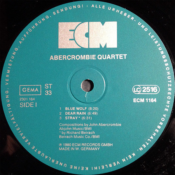 Image of Label Cover of LP - VG/VG - ABERCROMBIE QUARTET, Abercrombie Quartet (ECM Records; ECM 1164, Germany 1980), a few lights marks, edge wear, sticker damage, - 3246014S