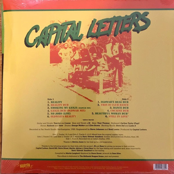 Image of Back Cover of LP - EX/VG+ - CAPITAL LETTERS, Reality (Radiation Roots; RROO374, Italy 2022 Reissue), , - 4315410C