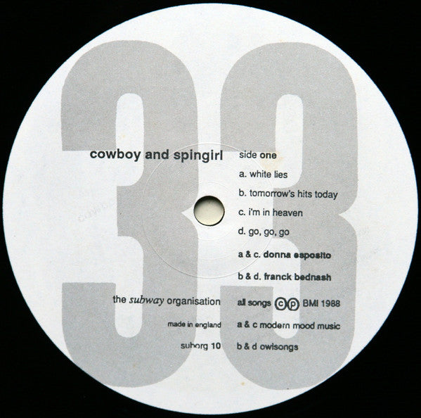 Image of Label Cover of LP - VG/VG - COWBOY AND SPIN GIRL, Cowboy And Spin Girl (The Subway Organization; SUBORG 10, UK 1989), , - 4415261C