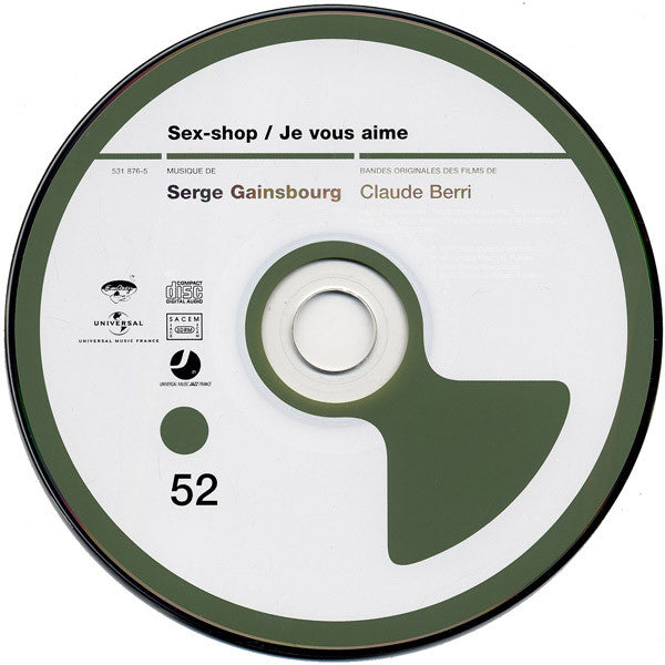 Image of Label Cover of CD - VG+/VG+ - SERGE GAINSBOURG / JEAN-CLAUDE VANNIER, Sex-Shop / Je Vous Aime (Emarcy; 531 876-5, France 2009, Digipak, Booklet), , - 4535058E