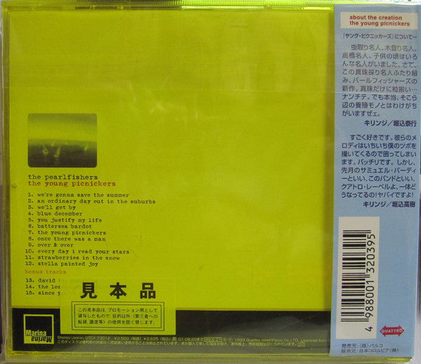 Image of Back Cover of 4535065E: CD - THE PEARLFISHERS, The Young Picnickers (Quattro; QTCY-73012, Japan 1999, Jewel Case) VG+/VG+