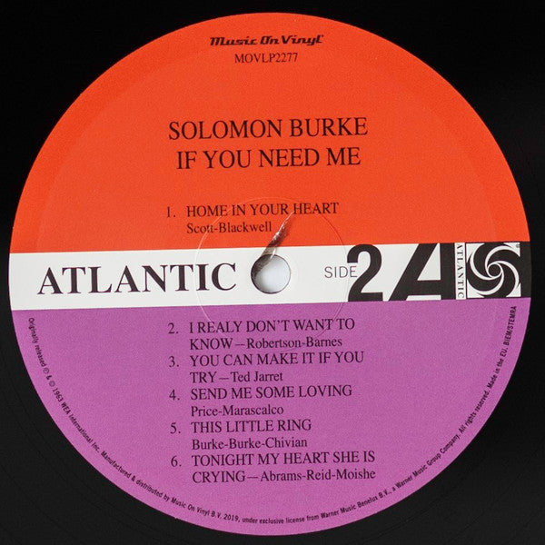 Image of Label Cover of 4545143S: LP - SOLOMON BURKE, If You Need Me (Music On Vinyl; MOVLP2277, Europe 2019 Reissue, 180 Gram Vinyl) VG+/VG+