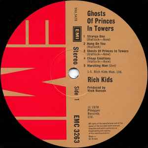 Image of Label Cover of 4515282C: LP - RICH KIDS, Ghosts Of Princes In Towers (EMI; EMC 3263, UK 1978, Laminated Sleeve, No Inner, Glen Matlock Post-Pistols) Light edge wear, very light marks. VG+/G+
