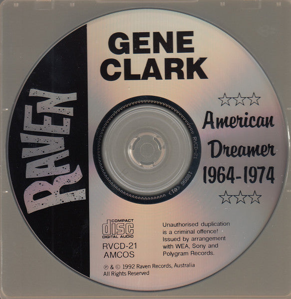 Image of Label Cover of CD - VG+/VG - GENE CLARK, American Dreamer 1964-1974 (Raven Records; RVCD-21, Australia 1993, Jewel Case, Booklet), , - 4635002E
