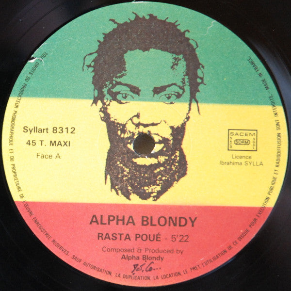 Image of Label Cover of 4645271S: 12" - ALPHA BLONDY, Rasta Pou� (Syllart Records; Syllart 8312, France 1983, Picture Sleeve) VG/EX