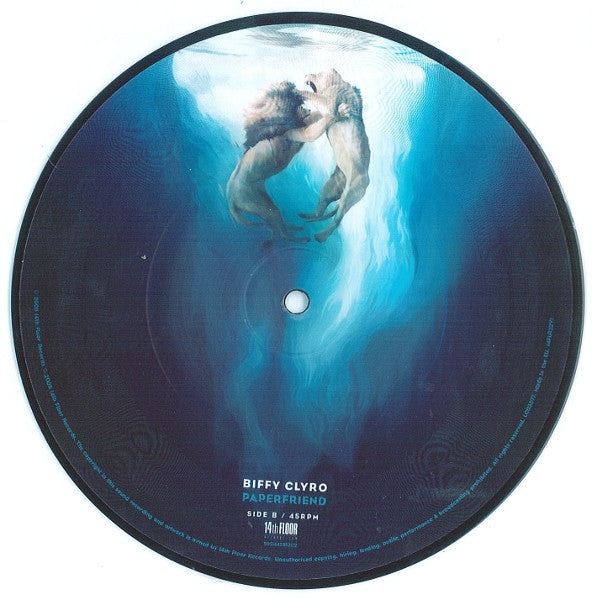 Image of Back Cover of 4725158E: 7" - BIFFY CLYRO, Mountains / Paperfriend (14th Floor Records ; 14FLR32V1, UK & Europe 2008, Stickered Plastic Sleeve, Picture Disc) VG+/VG+