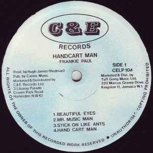 Image of Label Cover of 4725086E: LP - FRANKIE PAUL, Hand Cart Man (C & E Records; CELP 104, UK 1987) Light wear to sleeve with ringwear. VG/VG+