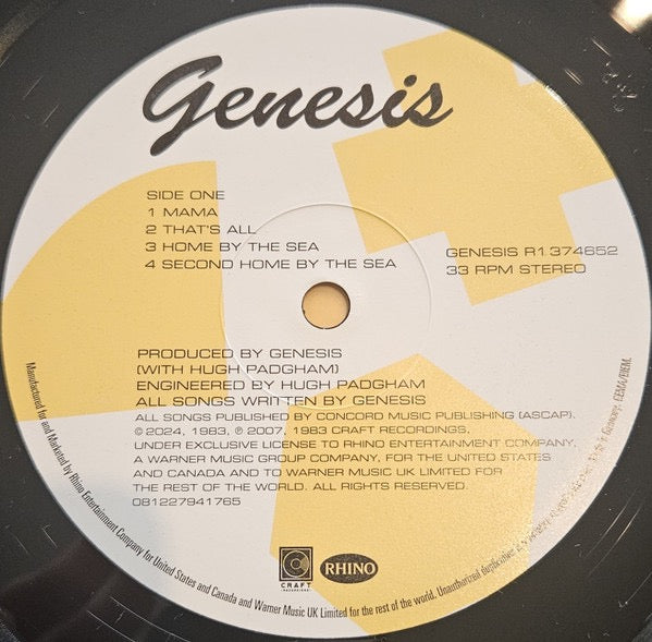 Image of Label Cover of 4715255C: LP - GENESIS, Genesis (Atlantic; R1 374652, Worldwide 2024 Reissue, Inner, ABBEY ROAD SPEED) Still In Opened Shrinkwrap EX/VG+