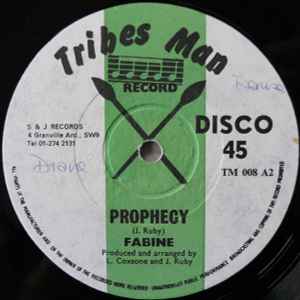 Image of Front Cover of 4725204E: 12" - FABINE (FABIENNE MIRANDA) / JIMMY LINDSAY, Prophecy / Easy (Tribes Man Records; TM 008, UK 1977, Plain Sleeve) Covered in light marks, plays through ok. Light label wear. /G+